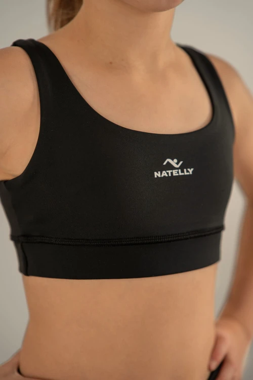 Top czarny dla dziewczynki Natelly - widok z przodu