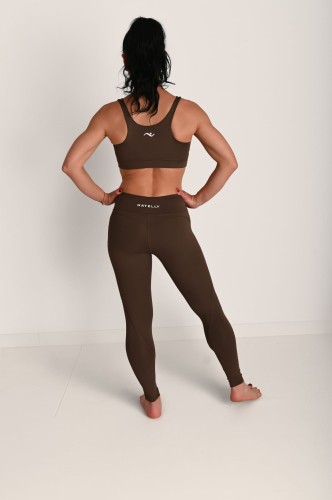 Mega wygodne legginsy damskie z przeszyciami ActiveGlow brązowe