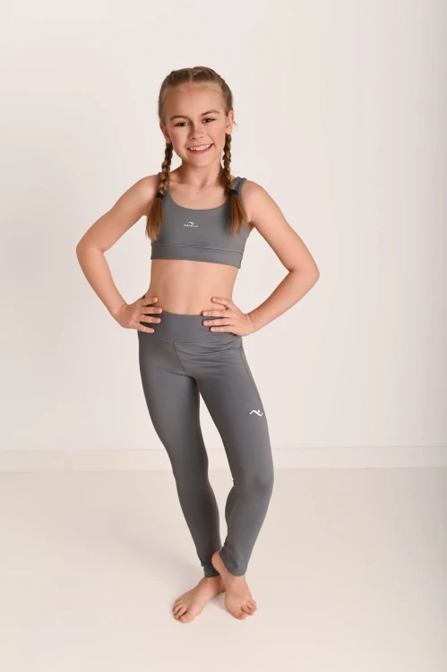 Wygodne szare legginsy dla dziewczynki z przeszyciami ActiveGlow