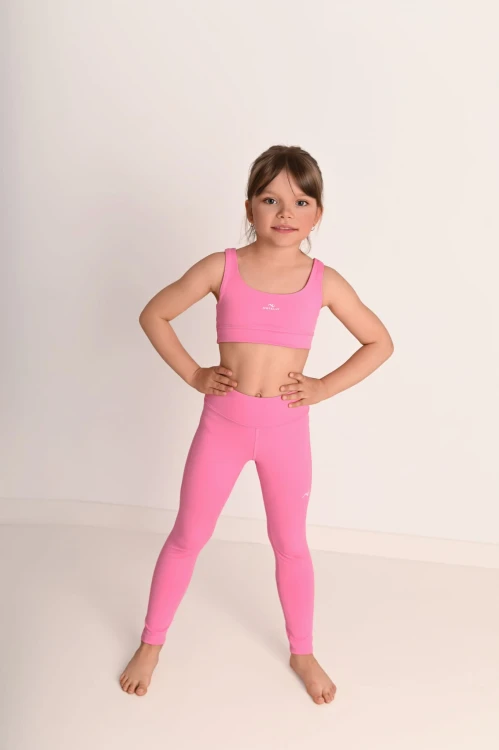 Wygodne różowe legginsy dla dziewczynki z przeszyciami ActiveGlow