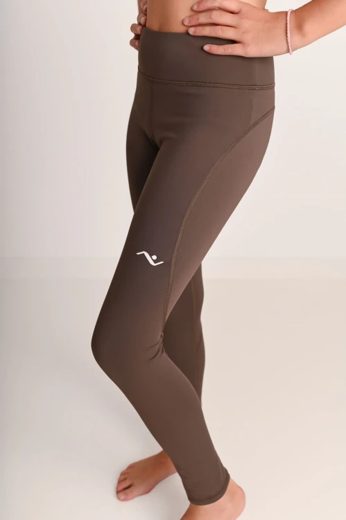 Wygodne brązowe legginsy dla dziewczynki z przeszyciami ActiveGlow