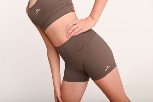 Szorty dziewczęce ActiveGlow brązowe z podwyższonym stanem