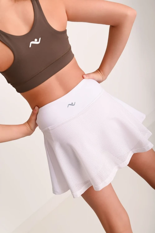 Biała spódniczka z getrami i siateczką ActiveMesh dla dziewczynki