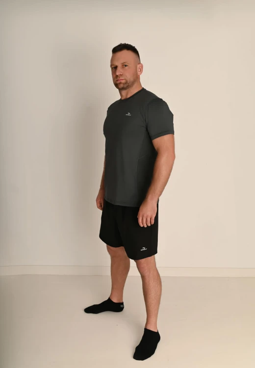 Koszulka męska z przeszyciami i odblaskiem Action szara - do każdej aktywności