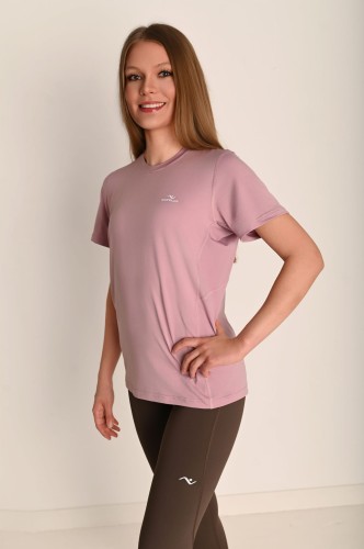 Różowa koszulka damska z przeszyciami i odblaskiem Action