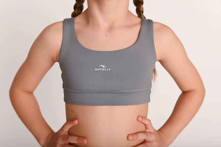 Wygodny szary top dziewczęcy ActiveGlow