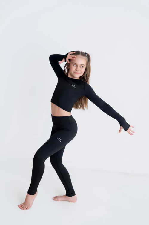 Legginsy dla dziewczynki Horizon czarne - bok