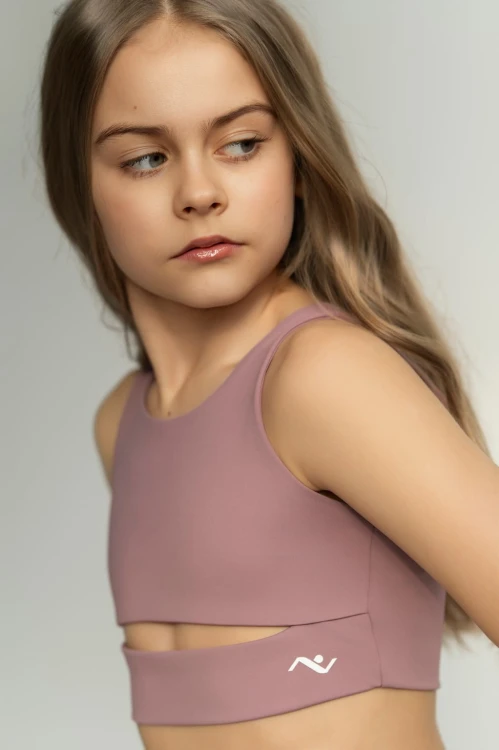 Top dziewczęcy Lumina brudny róż - bok