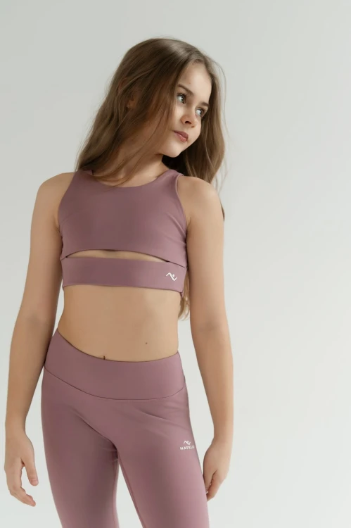 Top dla dziewczynki Lumina brudny róż - przód