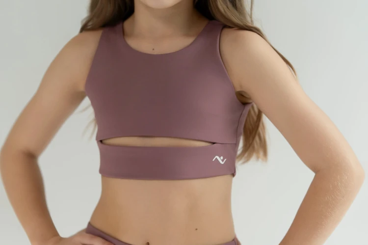 Top dziewczęcy Lumina brudny róż - przód