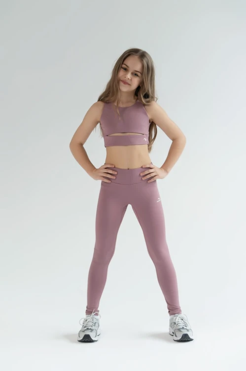 Legginsy dziewczęce Horizon brudny róż - przód
