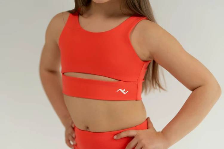 Top dziewczęcy Lumina czerwony - przód