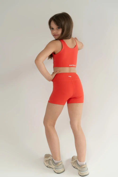 Top dziewczęcy Lumina czerwony - napis