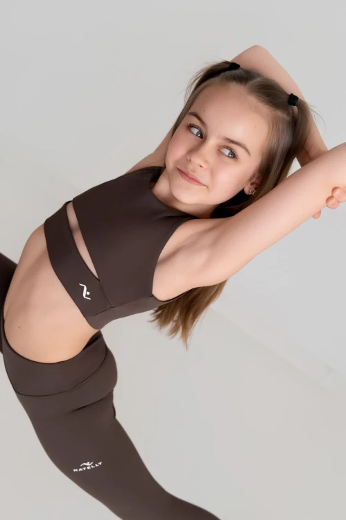 Top dziewczęcy Lumina brązowy