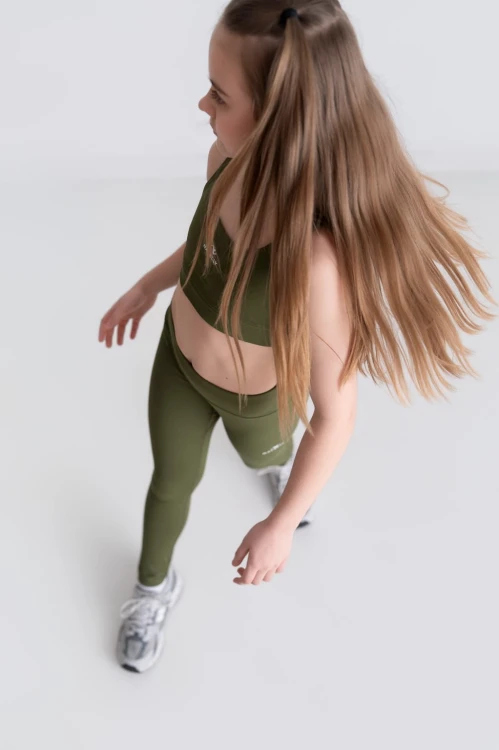 Legginsy dla dziewczynki Horizon zielony - z góry