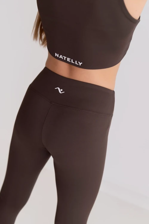 Legginsy dla dziewczynki Horizon brązowy - logo